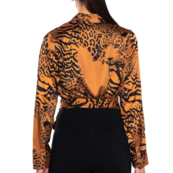 Brand New  SAFARI SATIN PRINTED BLOUSE Akira - Picture 2 of 8